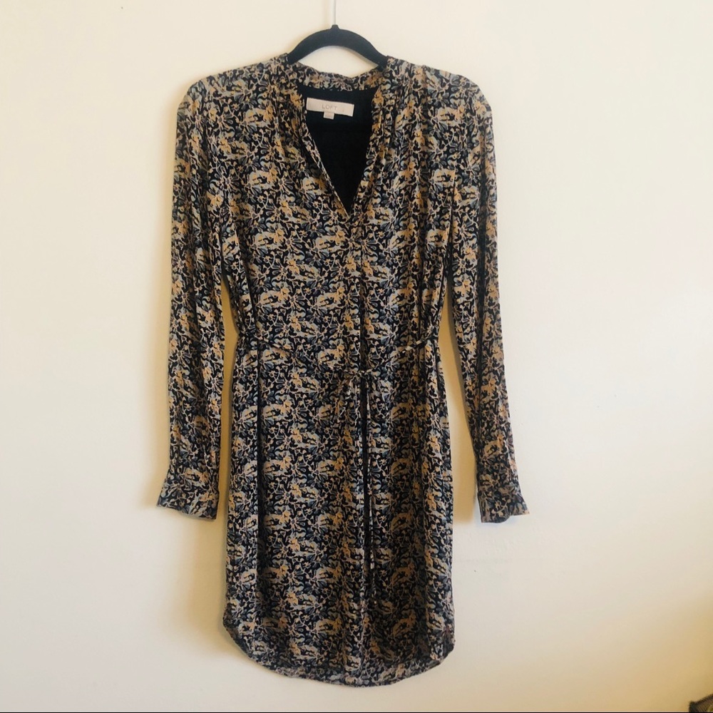 Ann Taylor Loft Long Sleeve Dress w/ Flower Print
